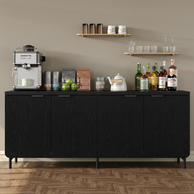 Buffet à 4 portes avec tablettes de rangement et armoire de rangement Lizabeta de 66 po pour le salon et la salle à manger