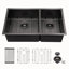 Évier de cuisine encastré à double cuve noir Gunmetal avec conception 60/40 et cuves profondes de 10 pouces pour un nettoyage efficace et une esthétique moderne