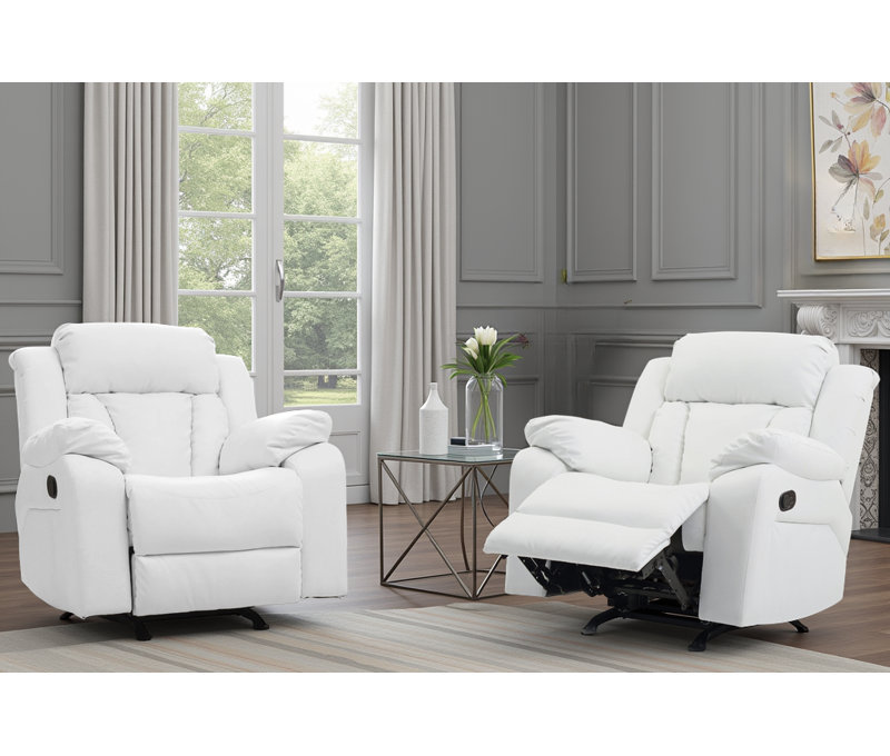 Ensemble de 2 fauteuils inclinables Novellara, Blanc