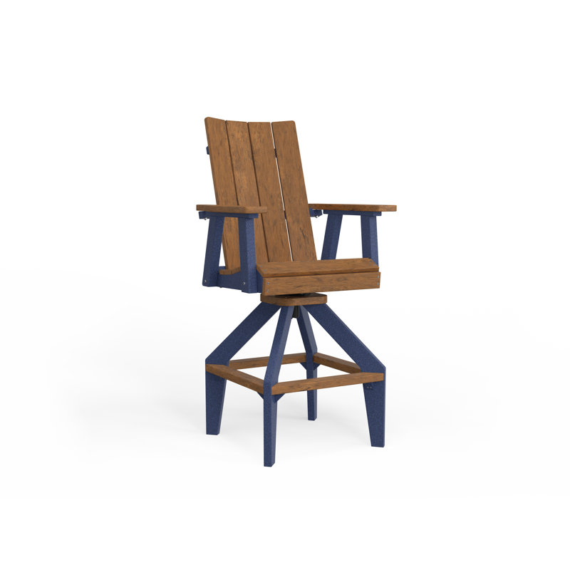 SOL Outdoor Bar Stool, Navy Blue, Brazilian Walnut