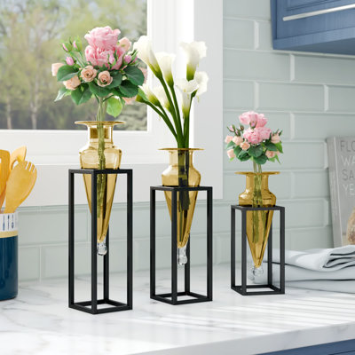 Vase de table en verre 3 pièces