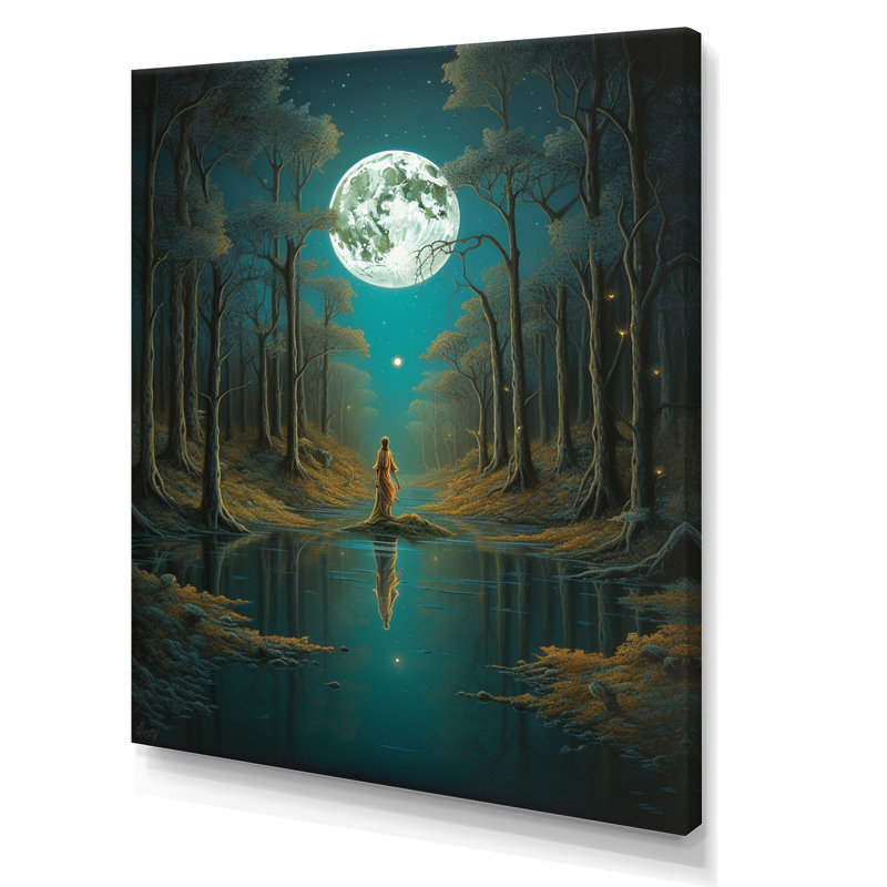 «Solitude Full Moon Wandering Endless Forest», reproduction d'art sur toile, H 20 po x l 12 po x P 1 po, Toile tendue