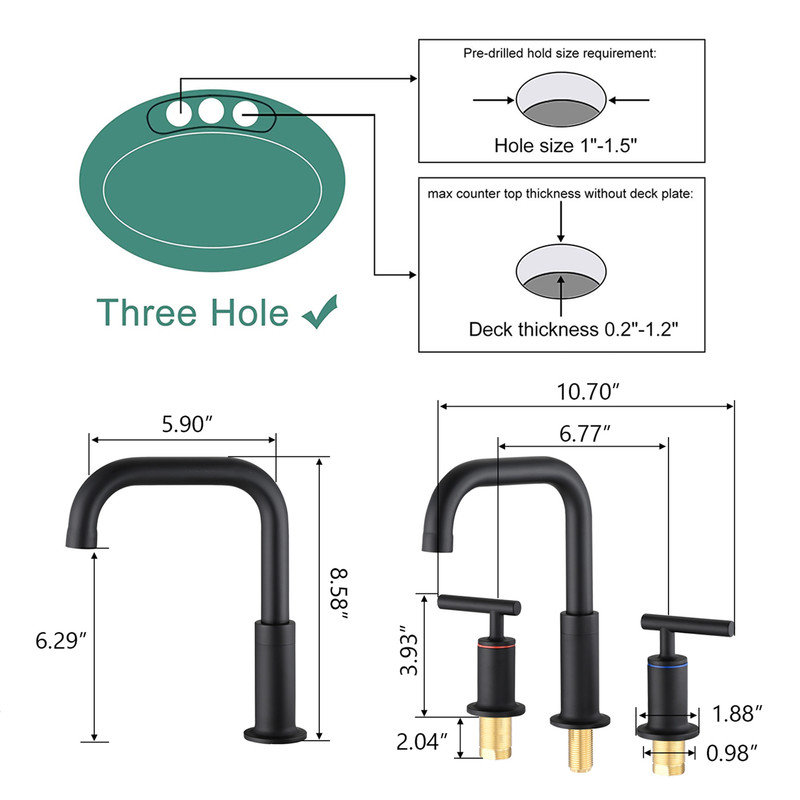 2-handle Bathroom Faucet with Drain Assembly, Matte Black