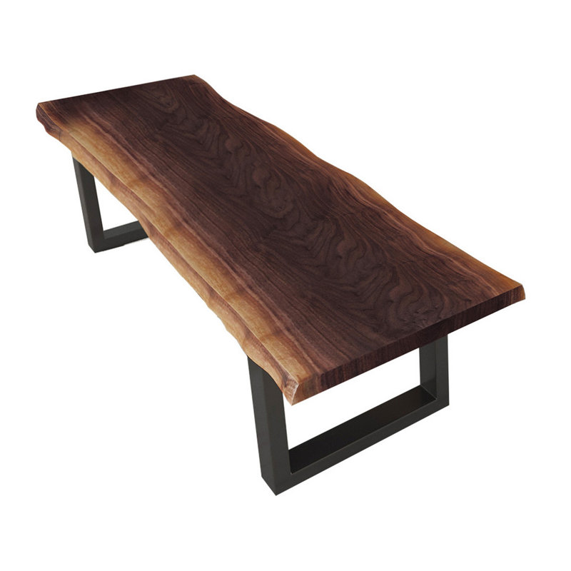 Cid Xue 102 Inch Dining Bench, Brown Live Edge Rectangular Top, 19" H x 79" W x 15" D