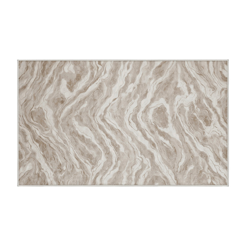Machine Washable Beige Area Rug, Runner 2' x 5'