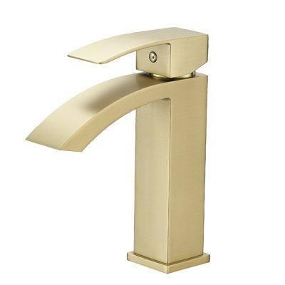 Bec de salle de bain géométrique or brossé - latéral, fonction de jet de robinet d'évier moderne,