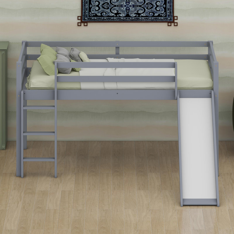 Fun Loft Bed with Slide, Ladder, and Full Safety Guardrails, White