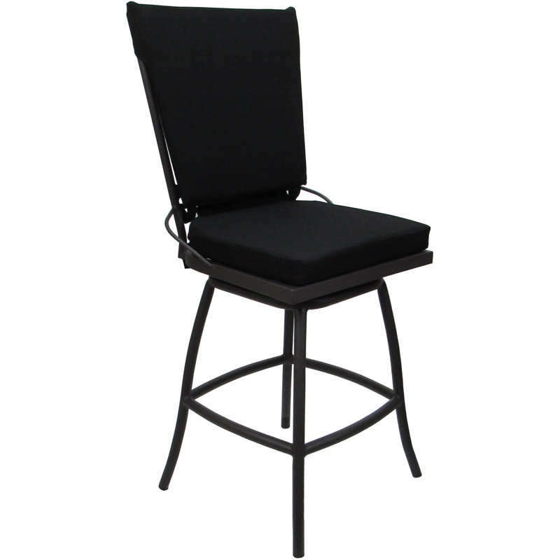 Tabouret de bar extérieur en aluminium avec coussin Kyeler, Gris, Gris, 26"