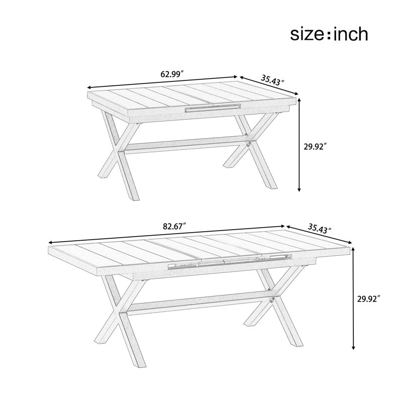 Discover Unmatched Flexibility In Alfresco Dining With Six Creatively Arranged Chairs Made Of Polyester Woven Tape And A Table That Expands From 62.9 To 82.6 Inches To Suit Any Occasion.