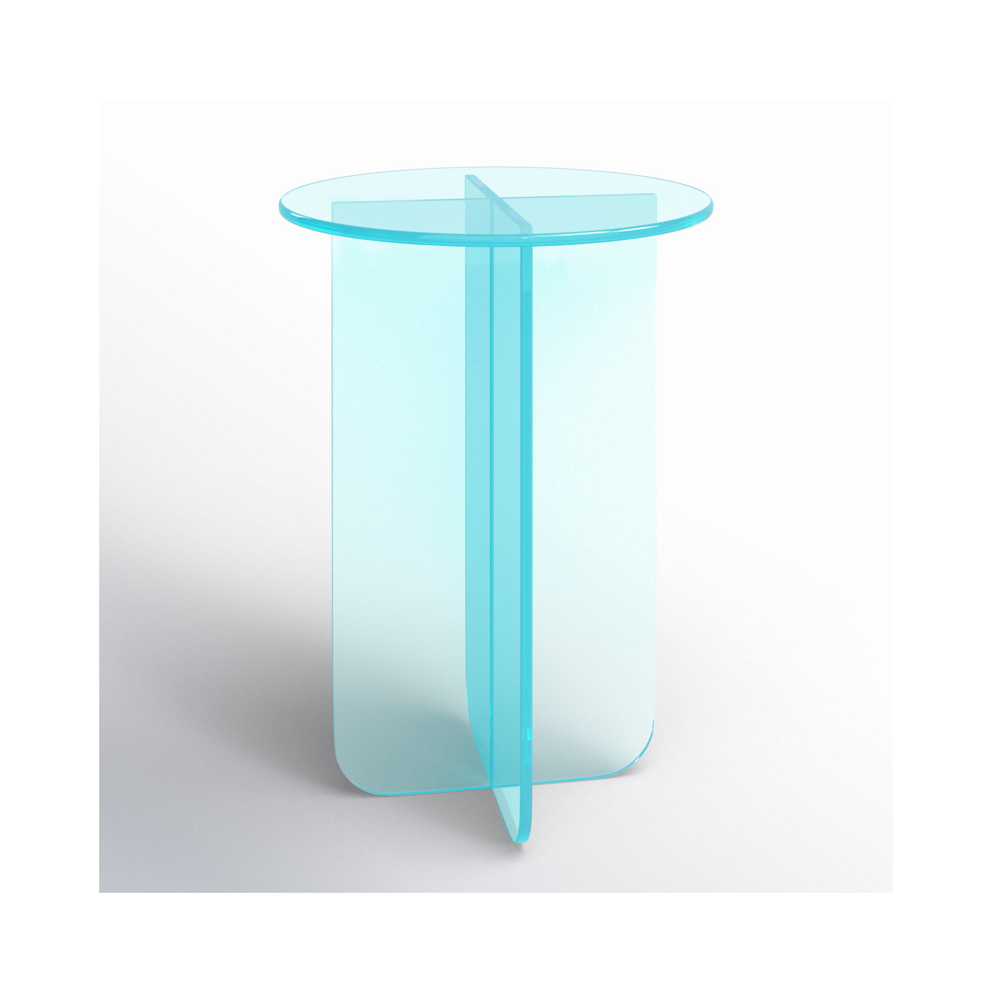 Vinci Large End Table In Iridescent Glass, 22" H x 16" W x 16" D
