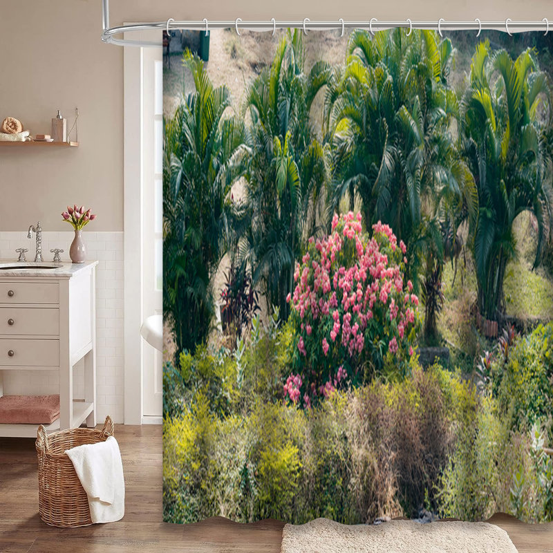 Rideau de douche avec 12 crochets Good Palm Tree, L 72 po x l 78 po