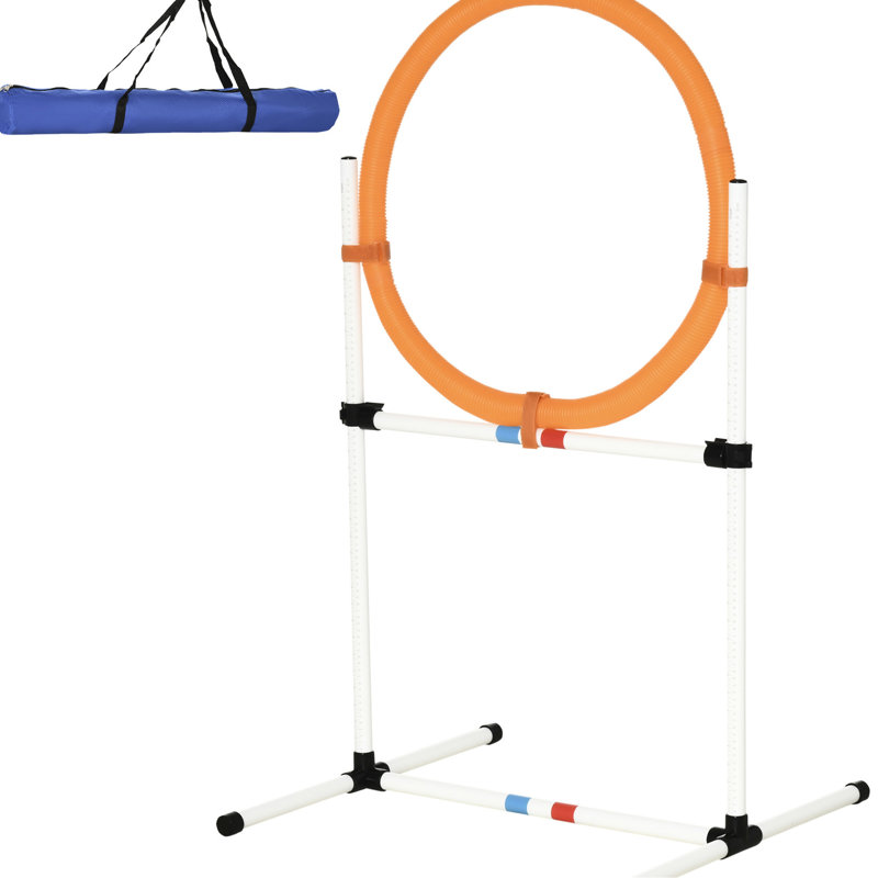 Équipement de dressage 21 chiens - Anneau de saut en plastique et barre de saut, blanc, espace de rangement, avec sac de sport portable
