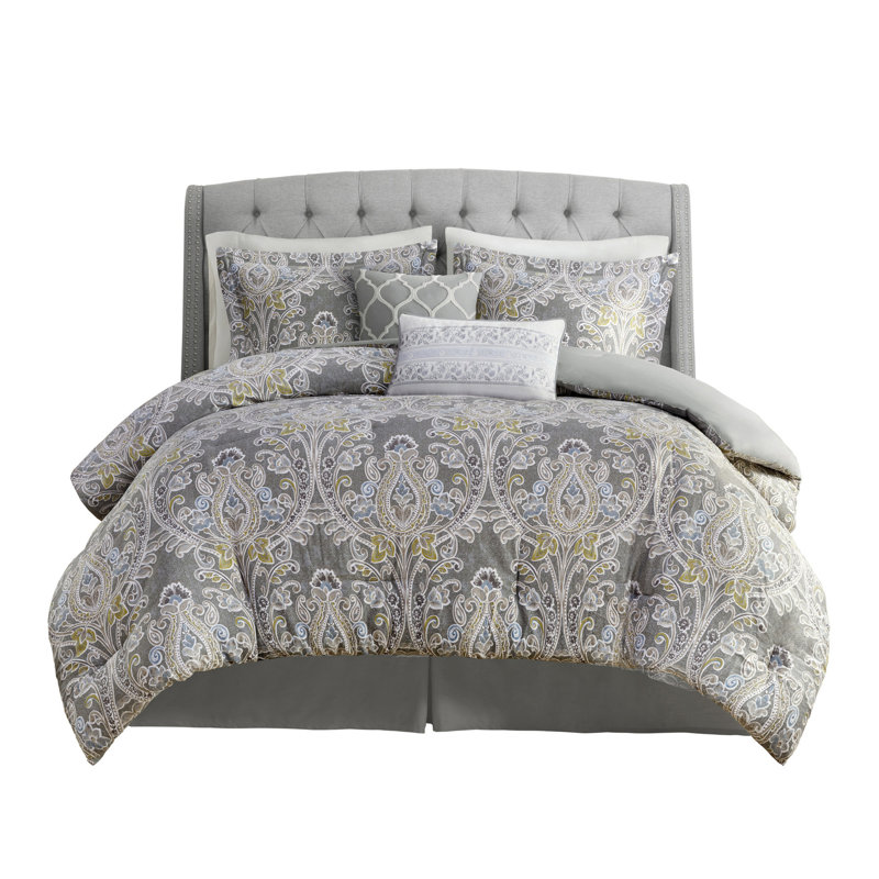 Édredon 6 pièces en coton - gris grand avec grâce attrayante, 6 pièces, Édredon de grande taille et 5 pièces supplément
