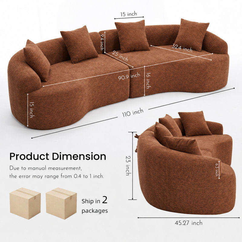 Canapé à compression modulaire Boneless, 4, Caramel