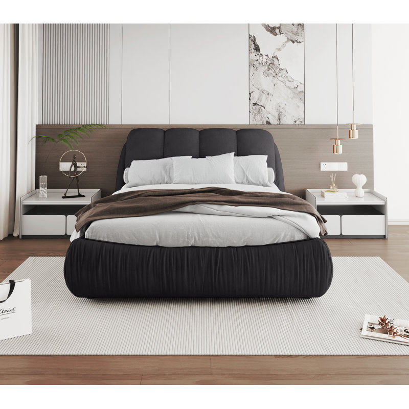 Lit-bateau tapissier Henness, Grand, Noir