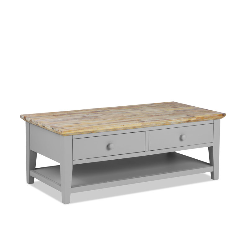 Doria Floor Shelf Coffee Table with Storage, Dove Grey