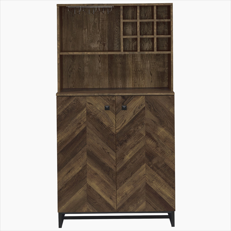 Rustic Oak 2-doors Wine Cabinet