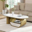 Table basse ovale de luxe moderne 46,81 po, plateau en faux marbre, centre de table en métal doré pour le salon, fonction peu encombrante, construction stable, installation simple