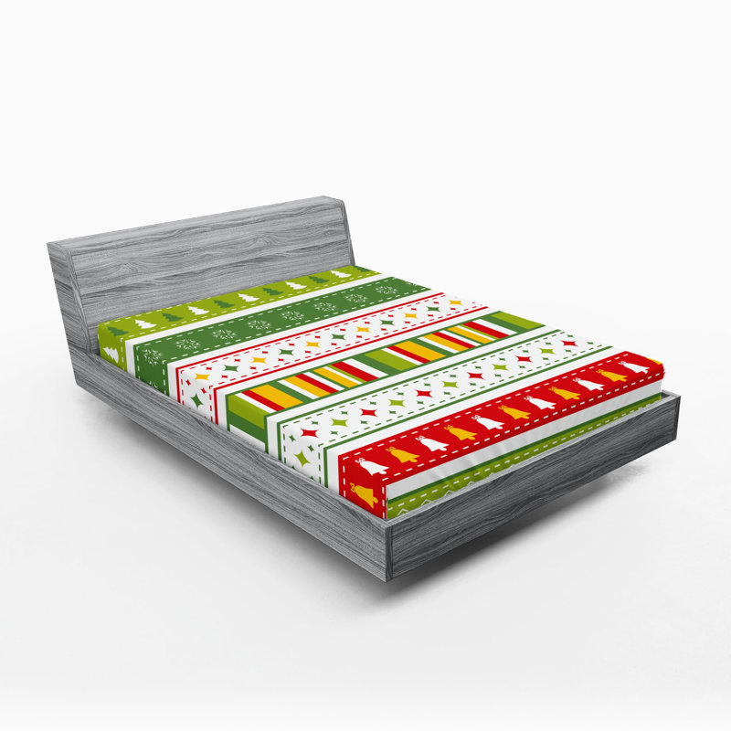 Drap-housse orange Ambesonne, Vert lime / jaune / rayé rouge, Drap-housse de taille très grand