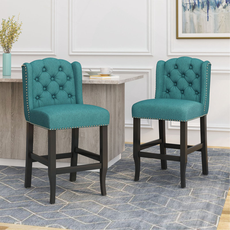 Tabourets de comptoir à oreilles capitonnés contemporains en tissu au design exquis et au confort supérieur