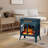 Cowsar 23.65'' W Portable Electric Fireplace Stove Heater Firebox with Remote and Timer, Overheating Protection,Blue Green-1375072406
