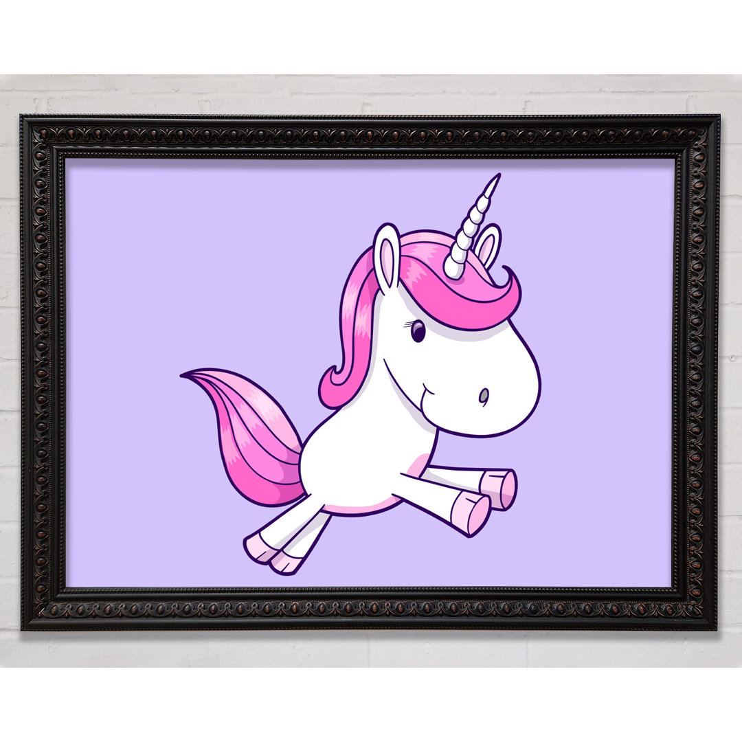 Gerahmtes Leinwandbild Leaping Unicorn Pink