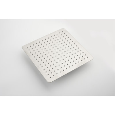 Douche à effet pluie pour la salle de bain - Acier inoxydable, nickel brossé, carré 16 po, 2,5 gallons par minute, buses autonettoyantes, tête luxueuse 16 x 16, économie, buses
