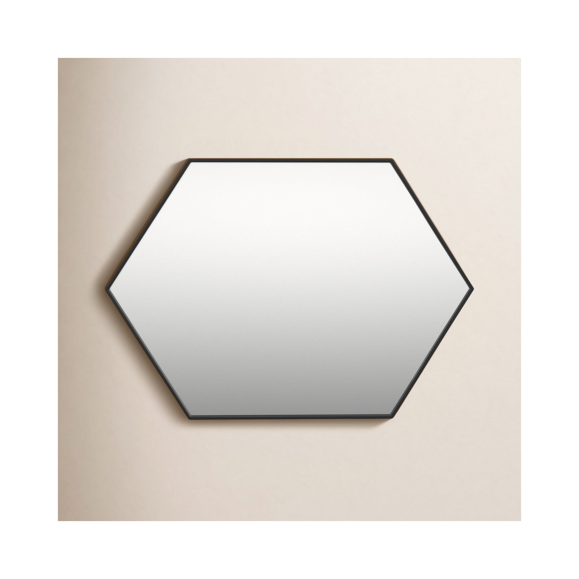 Sabine Metal Hexagon Wall Mirror, Black, 34" H x 24" W