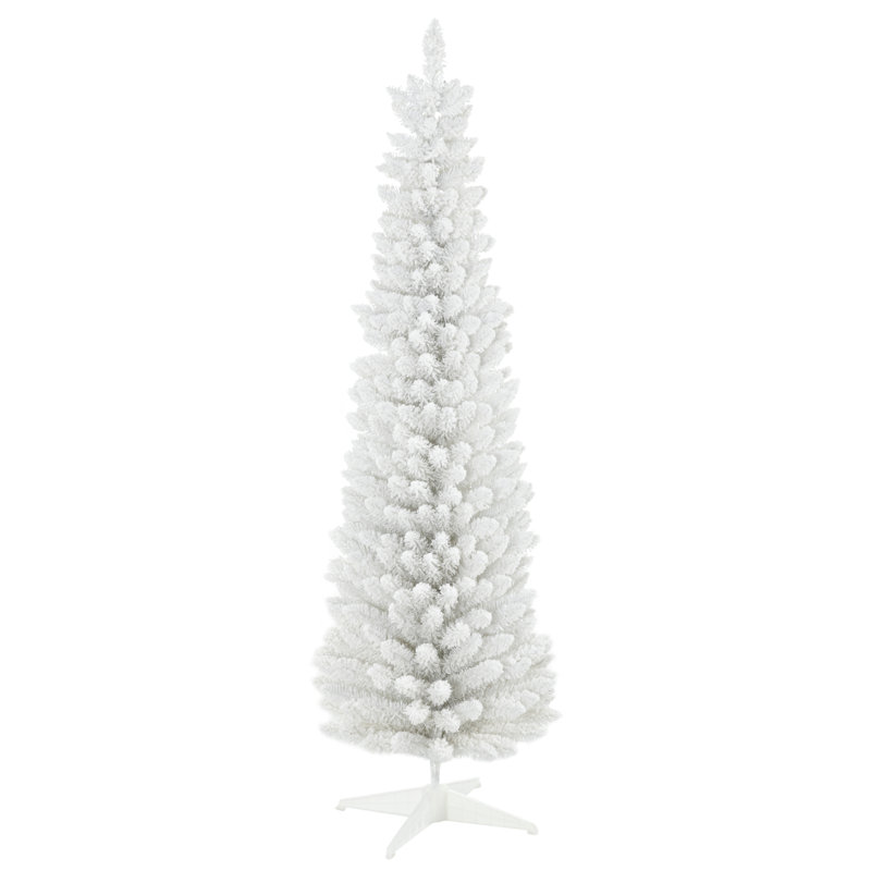 Arbre de Noël mince enneigé 6 pi HOMcom, blanc, H 6 pi, Blanc