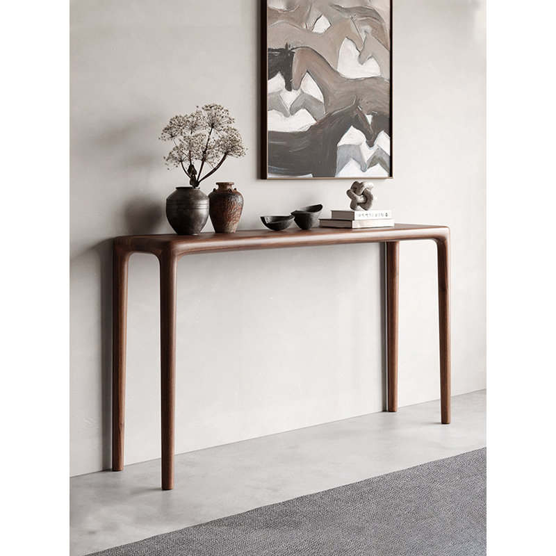 Console minimaliste en bois massif avec cadre aux courbes douces, H 34,65 po x l 55,12 po x P 13,78 po