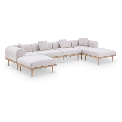 Madeleine 142" Resilient Water Resistant Olefin Fabric Upholstered 6Pc. Outdoor Patio Modular Sectional