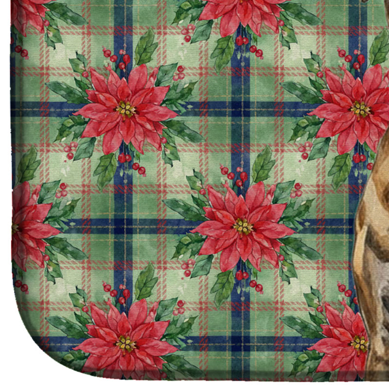 Tapis de séchage Brindle Boerboel Christmas PoinsettIas