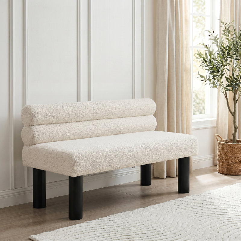 Banc de repose-pieds rembourré en bois d'hévéa massif avec capacité de charge de 300 lb dans la salle à manger