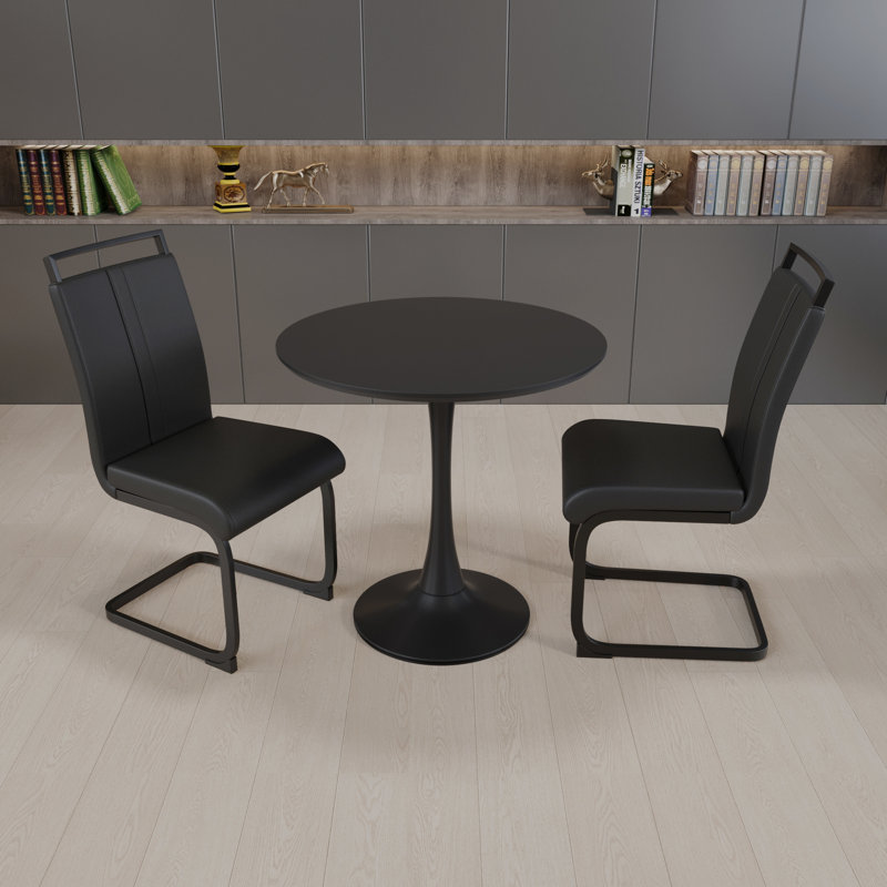 Ensemble de table à manger moderne pour 2 à 4 personnes avec panneau de fibres à densité moyenne durable et métal