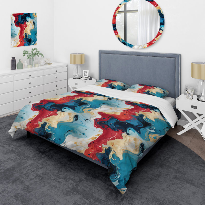 Ensemble de housse de couette en marbre synthétique Markice, Housse de couette pour très grand lit et 2 très