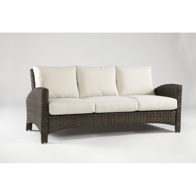 Colford 75.75'' Wide Premium All-Weather Wicker Patio Sofa with Cushions, Spectrum Dove Sunbrella® Plainweave