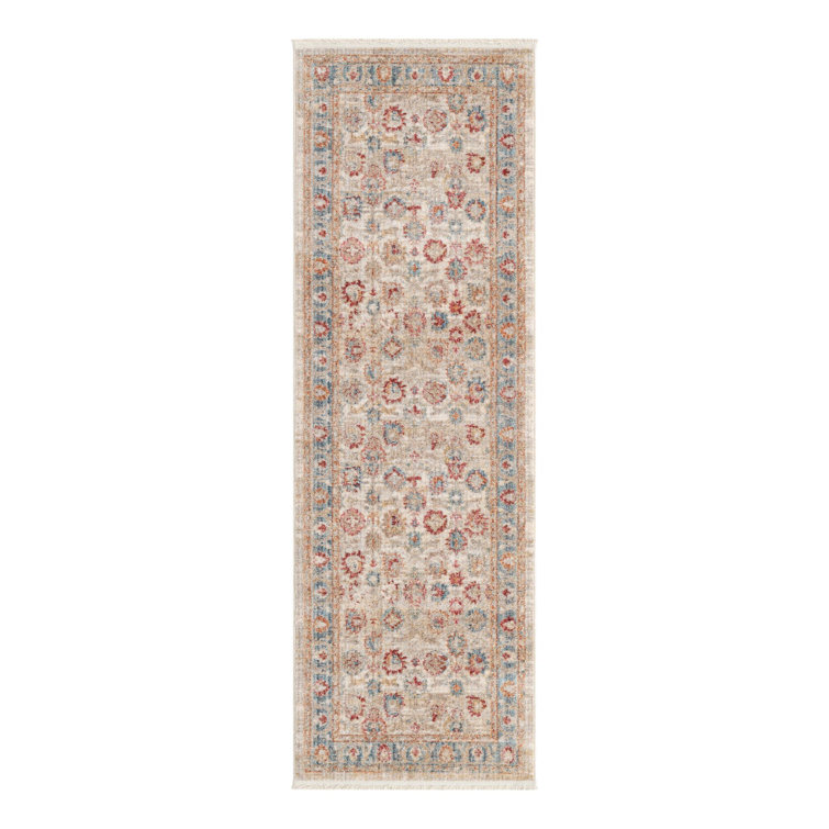 Ashaureah Kylee Traditional Ivory/Red/Blue Area Rug