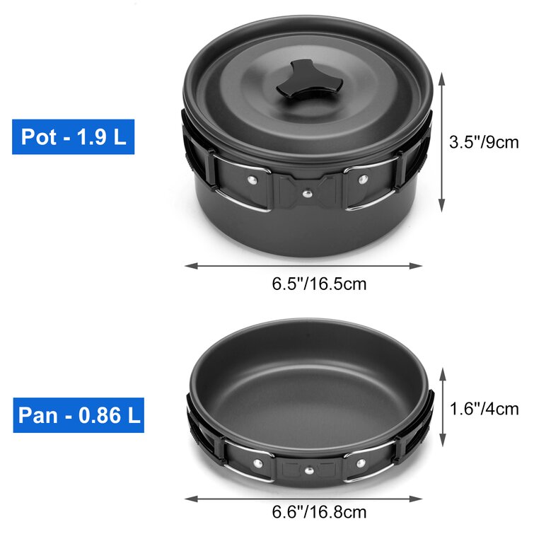 Camping Cookware Set 8 PCS Stainless Steel Mess Kit Compact Camping Cooking  Set Backpacking Cook Set Camping Pots Pans Cups Set Cooking Mess Kit for  Camping Hiking Picnic Included Storage Bag 