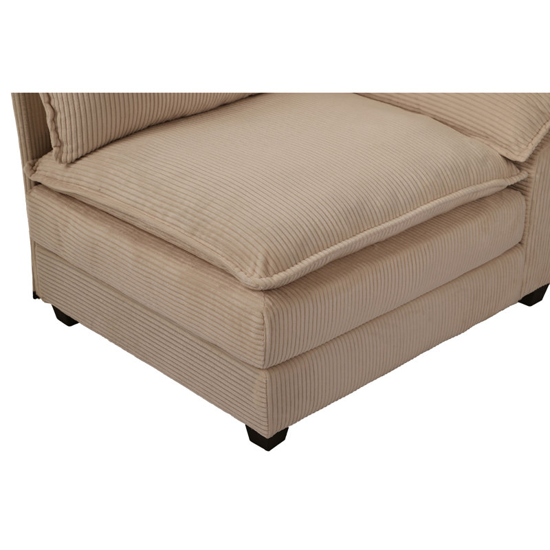 Chaise d'angle rembourrée Lauretta, Velours côtelé chameau