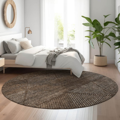 Tapis brun Prisco lavable à la machine de qualité supérieure
