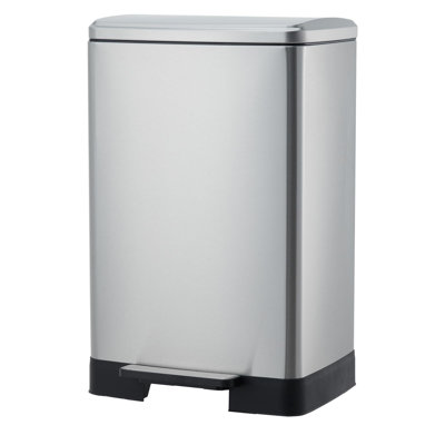 60L Trash Can, Stainless Steel Kitchen Trash Can with Foot Pedal, Soft-Close Silent Lid, Removable Inner Bucket, Space-Saving Garbage Bin for Home, Office, Bathroom