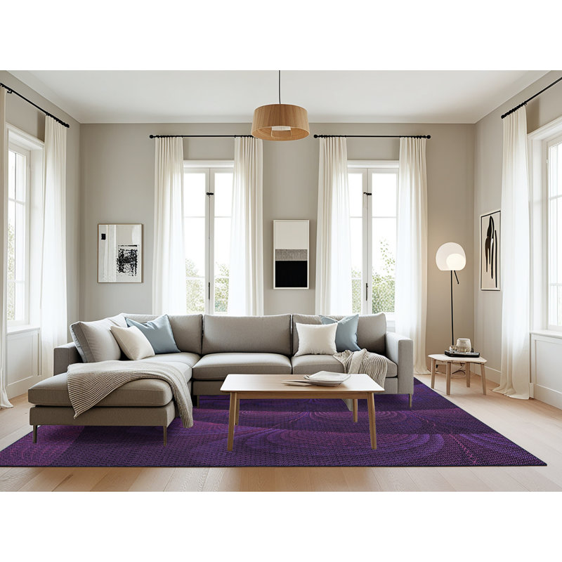 Tapis abstrait en laine mauve Anneke, Rectangle 8 pi x 12 pi