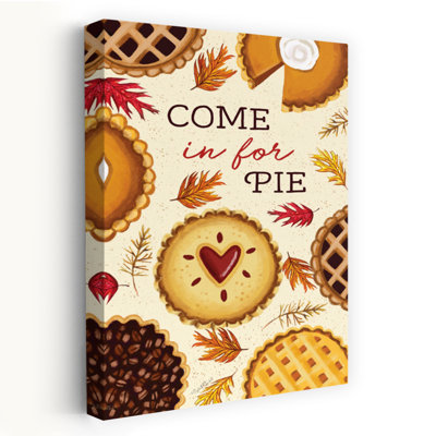 «Come In For Pie» - art contemporain «Entrez dans la tarte», tartes assorties, feuilles d'automne, art