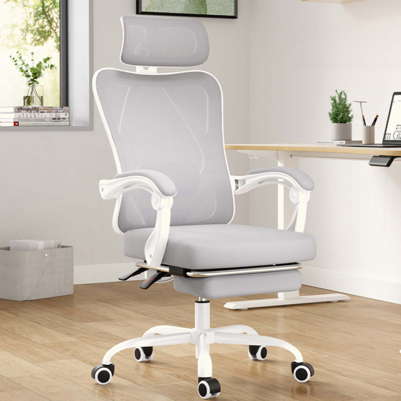 Ergonomic Mesh High Back Office Chair with Footrest & Adjustable Headrest/Lumbar Support – 135° Recline, 350lbs Capacity, for Home Office/Study Room/Bedroom
