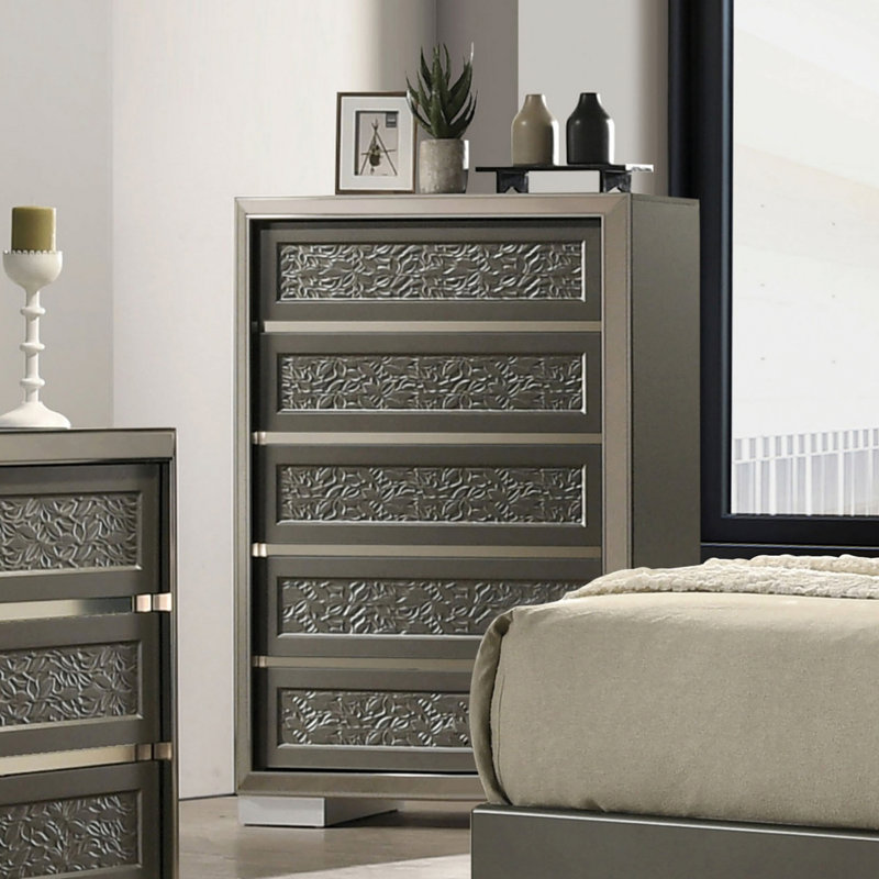 Commode de style contemporain, commode à 5 tiroirs pour la maison