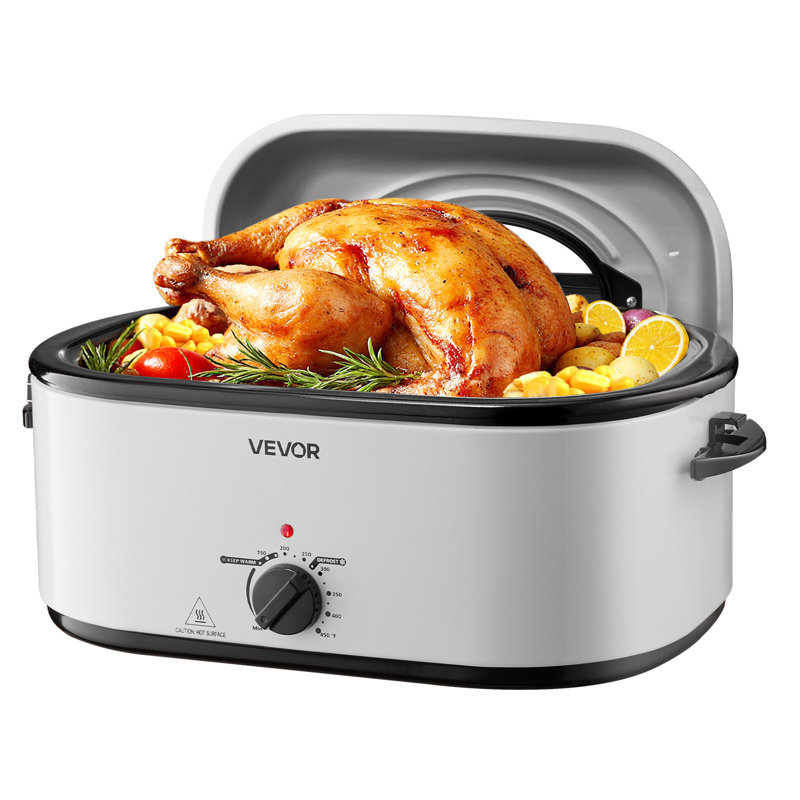 Roaster Oven, 26QT Electric Roasting Pan, 150-450℉ Adjustable Temperature Fast-Cooking Turkey Roaster With Cool-Touch Handle, Visible Self-Basting Lid, Defrost And Warm Function, Fits 30Lb Turkey