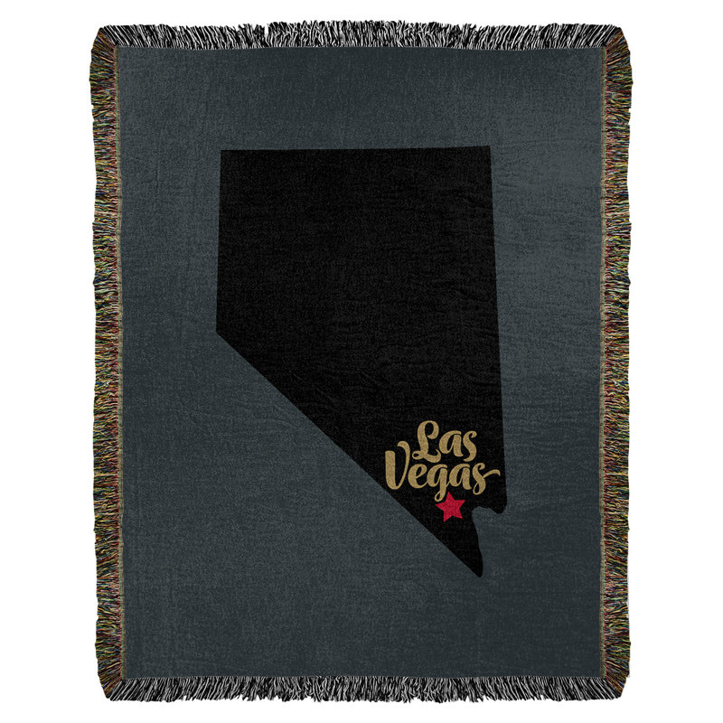 Jeté en coton tissé las vegas nevada, l 60 po x L 80 po, Gris foncé