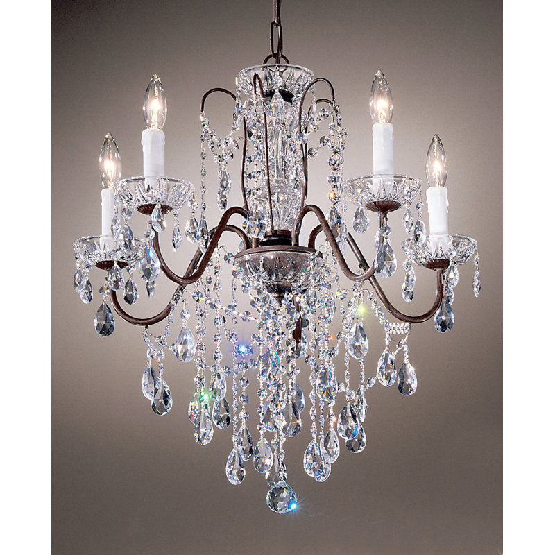 Lustree 5 lumières façon bougie/classique Letitia, Crystalique, Bronze anglais