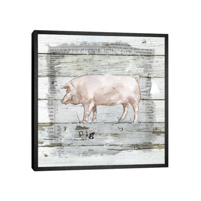 Farmhouse Collage Pig by Carol Robinson - Print on Canvas