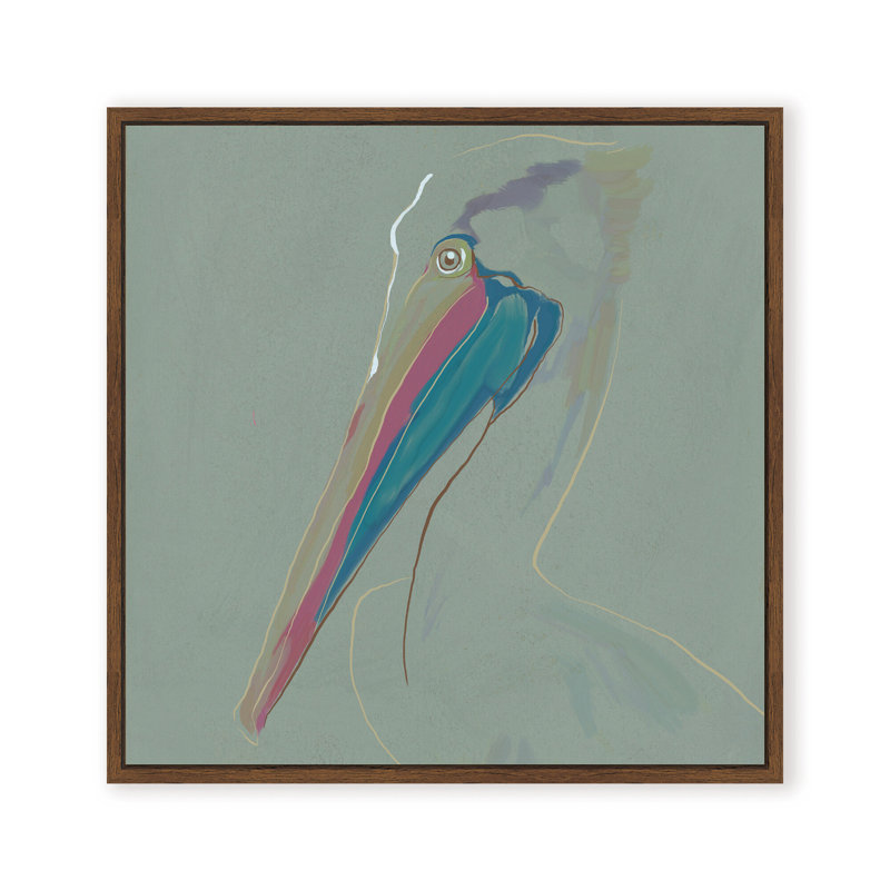 Coastal Retreat Coastal Drift: Pelican, 24" H x 24" W, Framed Matted Print, Gold